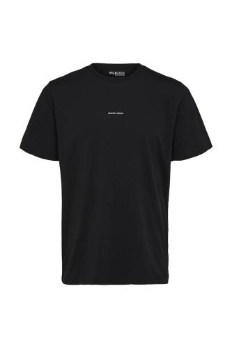 Selected ανδρικό T-shirt μονόχρωμο με logo print Regular Fit - 16090740 Μαύρο